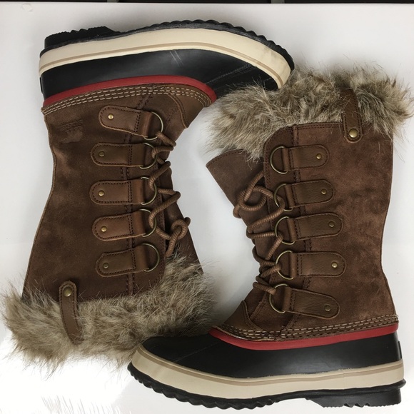 Sorel Joan of Arctic Snow Boots Waterproof Black Leather Women’s Sz 9 Fur Trim - Picture 15 of 15